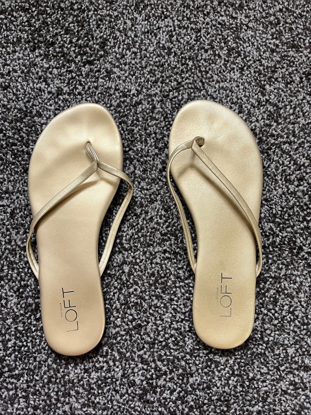 LOFT Metallic Gold Slim-Strap Flip Flop Sandals